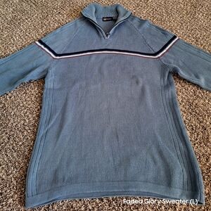 Faded Glory Men's Zip-Up Sweater in Blue and Black